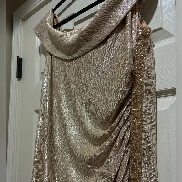 Calvin Klein Plus Size Metallic Off the Shoulder Gown - Picture 5 of 8